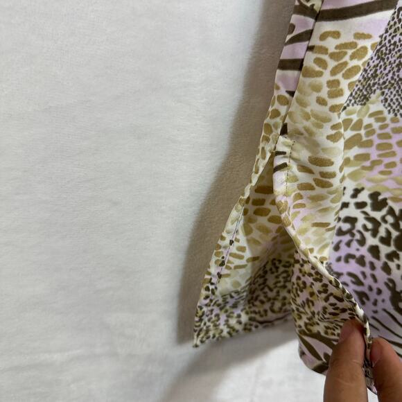 Notations 1X Plus Animal Print Purple Colorful Buttoned Top Collared Funky Retro - Picture 5 of 10